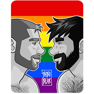 Bobo Bear - Adam and Ben profiles gay pride - b&w vertical