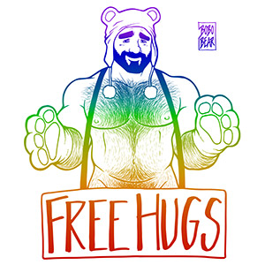 Bobo Bear - Adam likes hugs - gay pride lineart