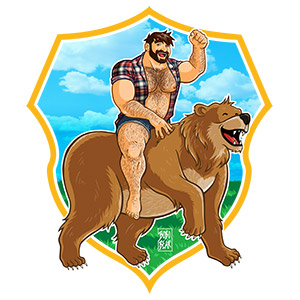Bobo Bear - Adam likes to ride bears - shield