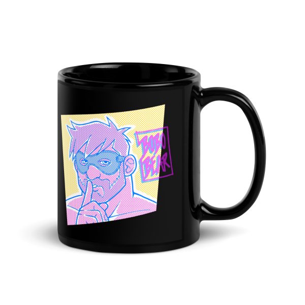 ADAM LIKES TO BE NAUGHTY - POP ART - Bobo Bear Black Glossy Mug