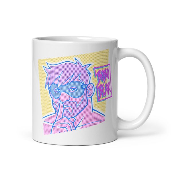 ADAM LIKES TO BE NAUGHTY - POP ART - Bobo Bear White glossy mug