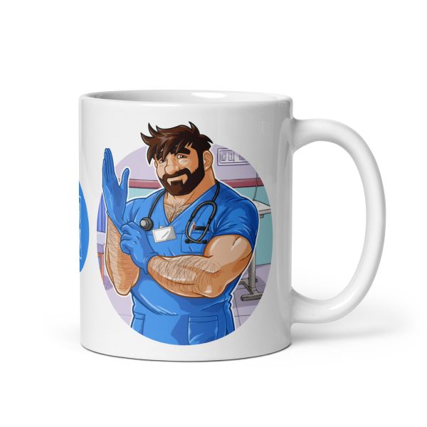 ADAM LIKES DOCTORS AND NURSES - Bobo Bear White glossy mug