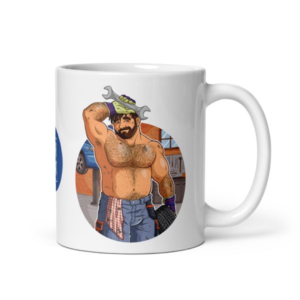 ADAM LIKES MECHANICS - Bobo Bear White glossy mug